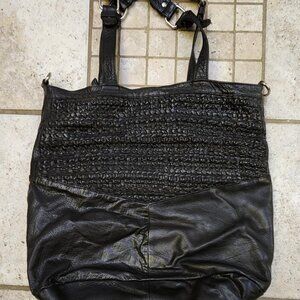 Day & Mood Billy Braided Tote Black Leather Bag